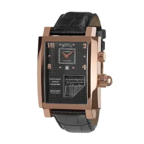 Boegli Men's Grand Festival Automatic Rose Gold Plated Black Leather Watch M.750