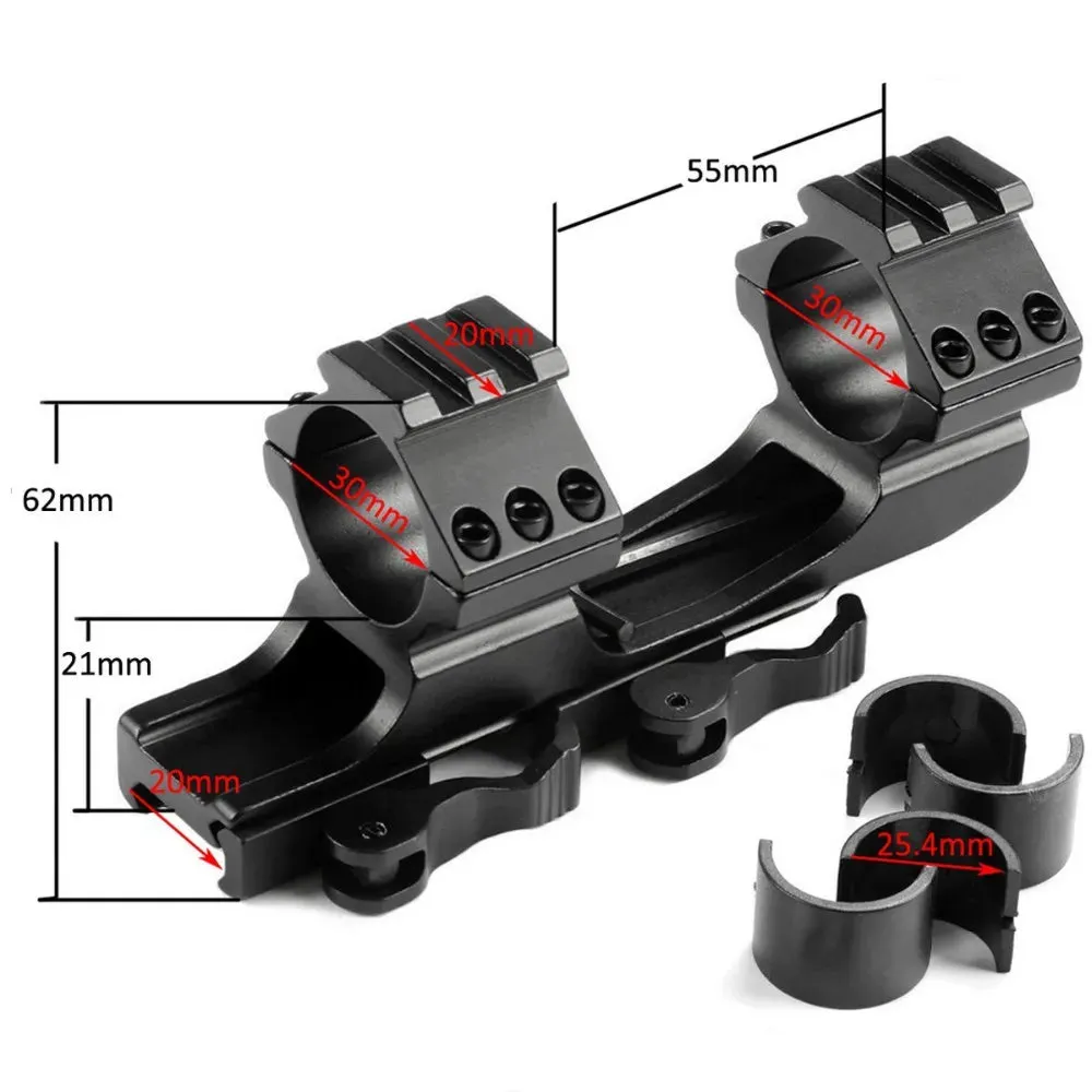 Cantilever Scope Mount 30mm Quick Release Weaver Forward Reach Dual Ring