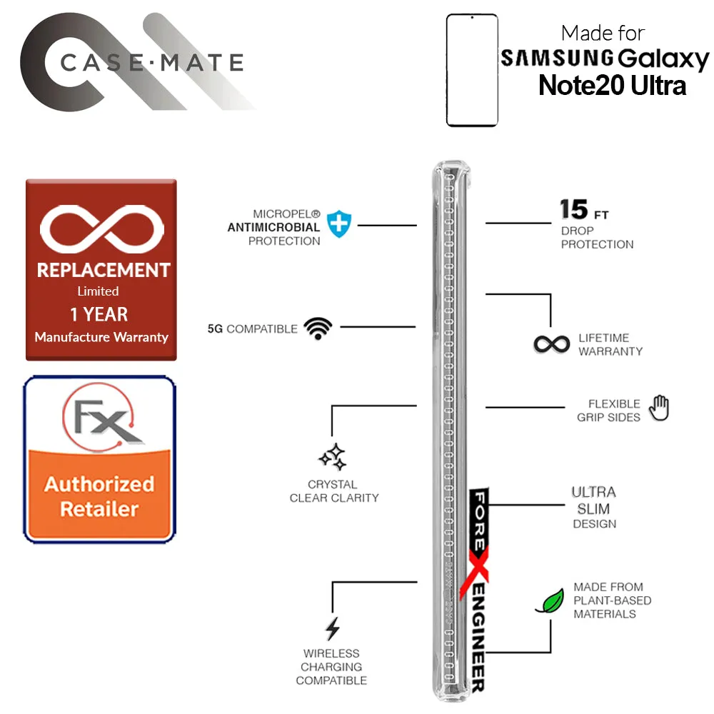 Case Mate Tough Clear Plus for Samsung Galaxy Note 20 Ultra 5G 2020 - with Micropel antimicrobial protection ( Clear ) ( Barcode : 846127195287 )