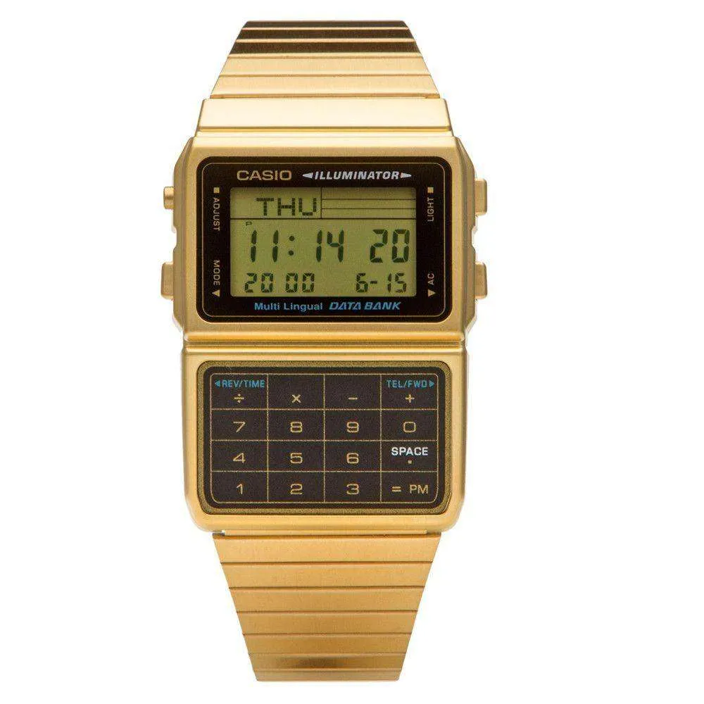 Casio DBC-611G-1DF Gold Plated Calculator Watch For Men and Women