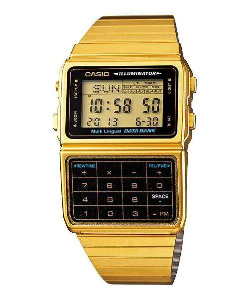 Casio DBC-611G-1DF Gold Plated Calculator Watch For Men and Women