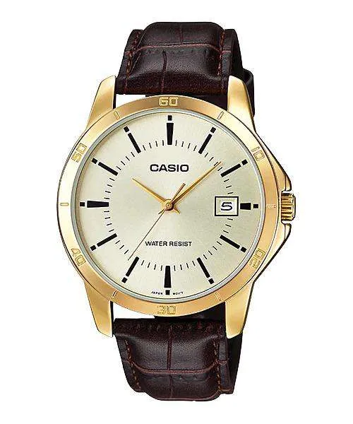 Casio MTP-V004GL-9A Brown Leather Watch for Men