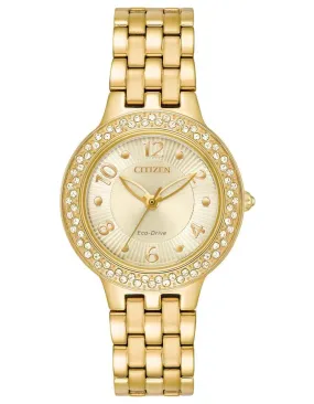 Citizen Womens Eco-Drive Silhouette - Swarovski Crystals - Gold-Tone - Bracelet