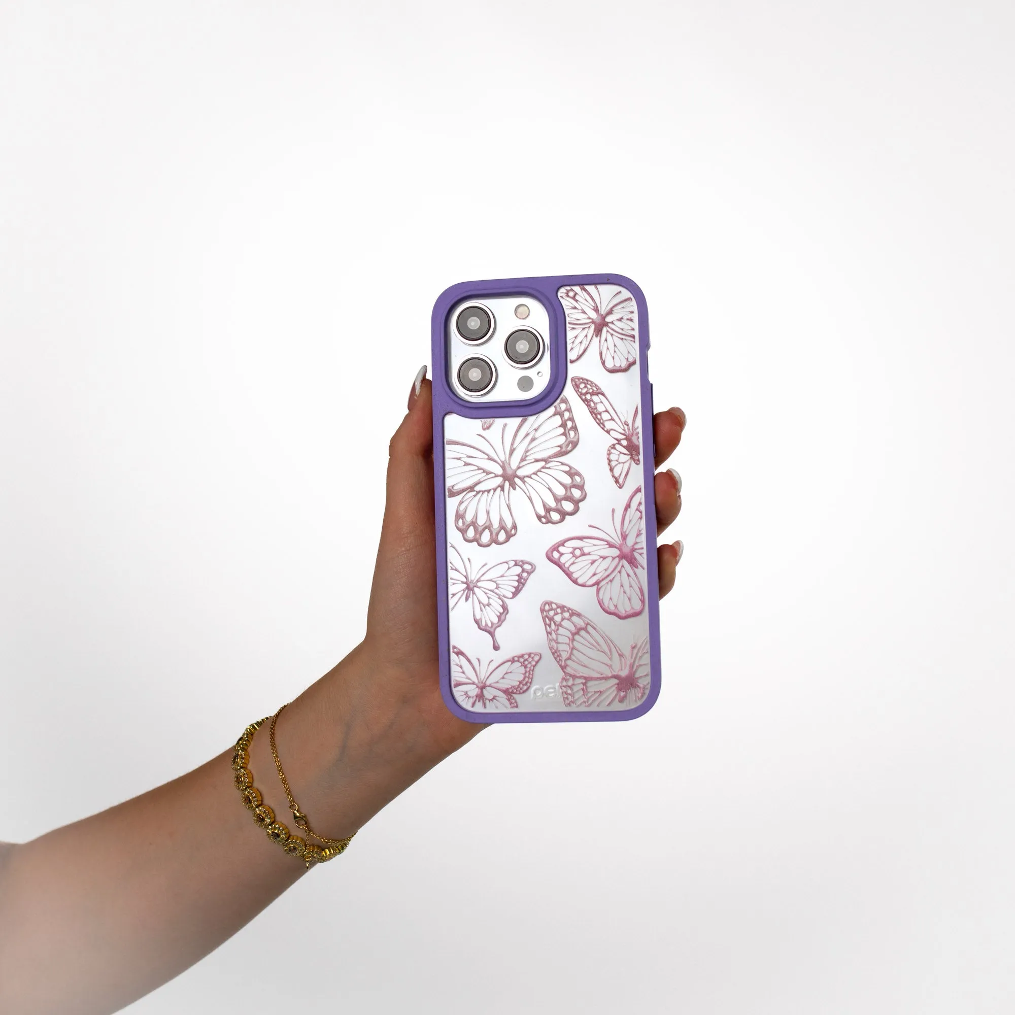 Clear Butterfly Effect iPhone 15 Pro Case With Lavender Ridge