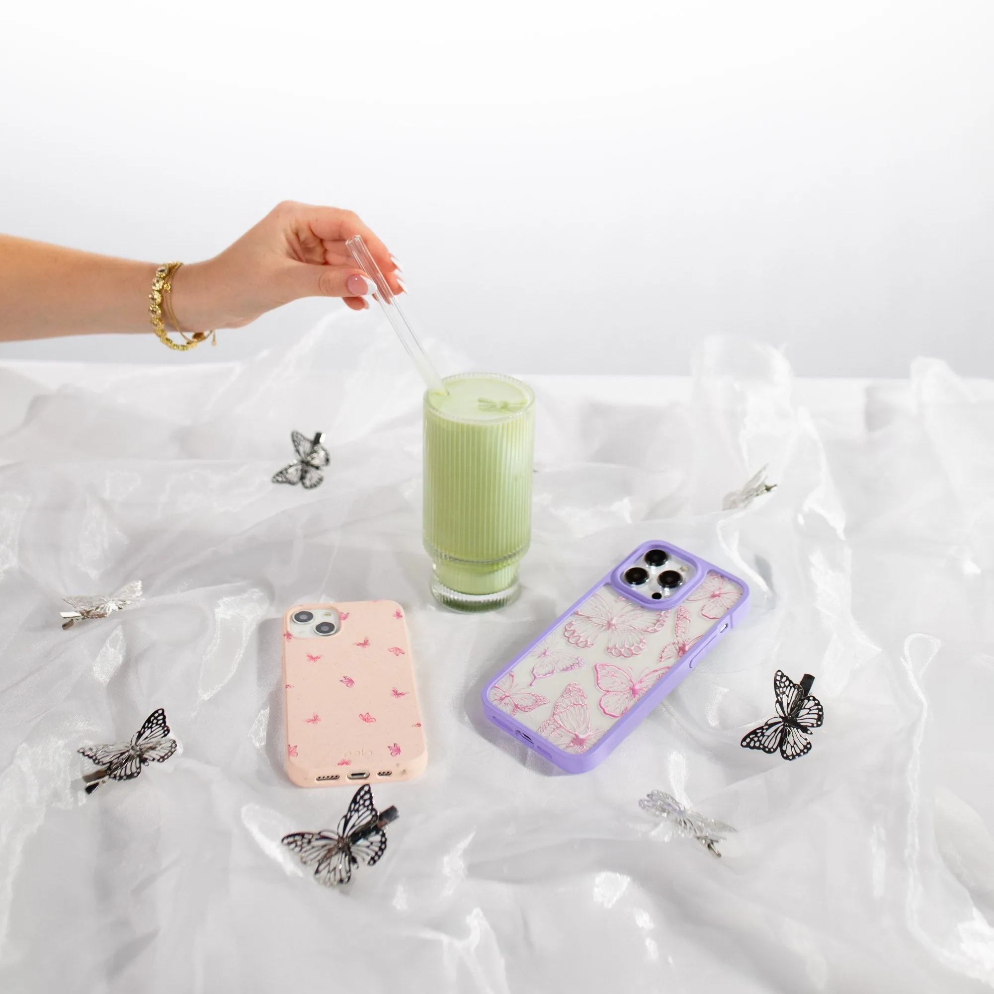 Clear Butterfly Effect iPhone 15 Pro Case With Lavender Ridge