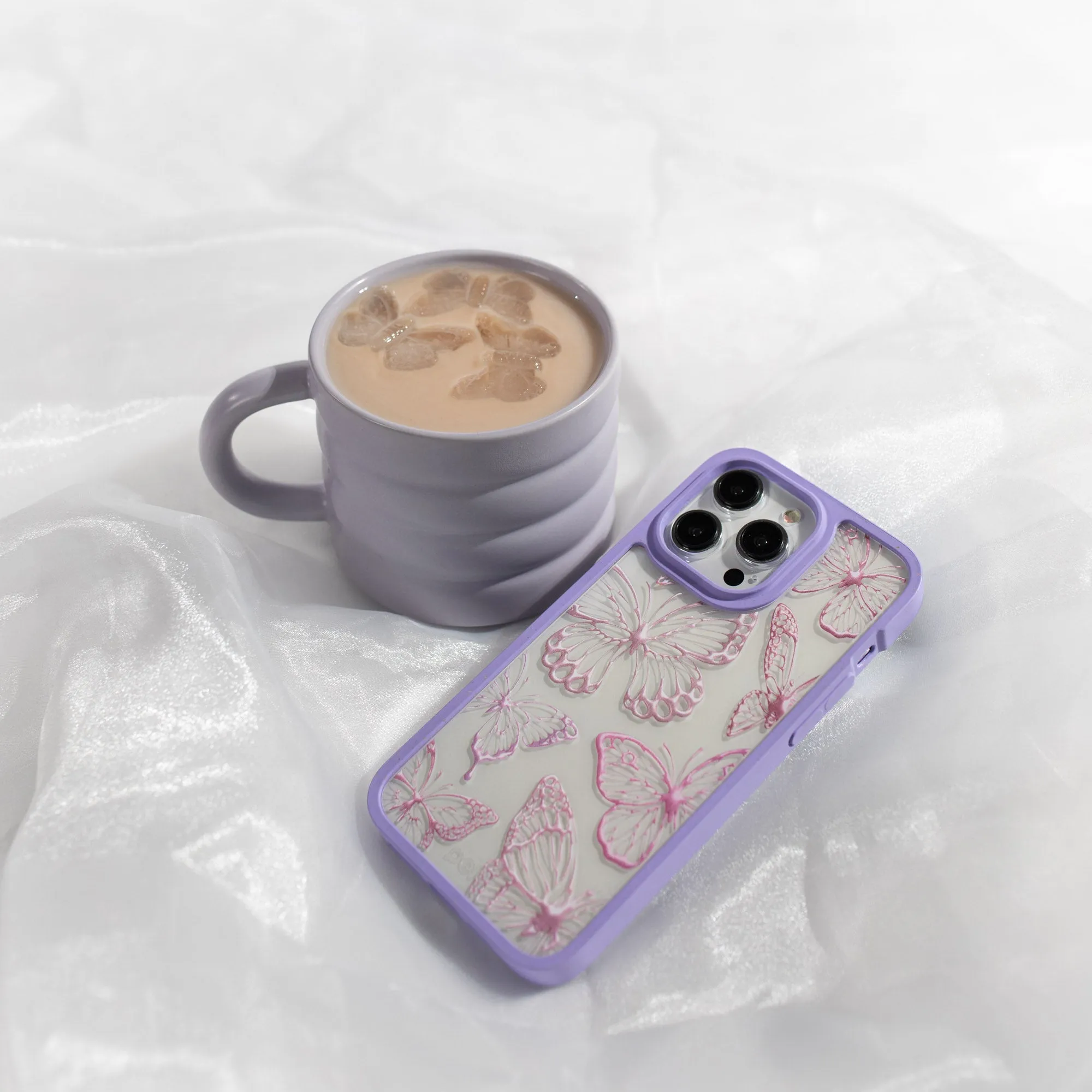 Clear Butterfly Effect iPhone 15 Pro Case With Lavender Ridge