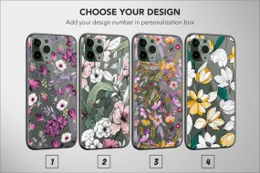 Clear Wildflower Phone Case Botanic Pattern Drawing Art Cover