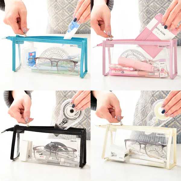 Clear Zipper Triangular Pencil Case