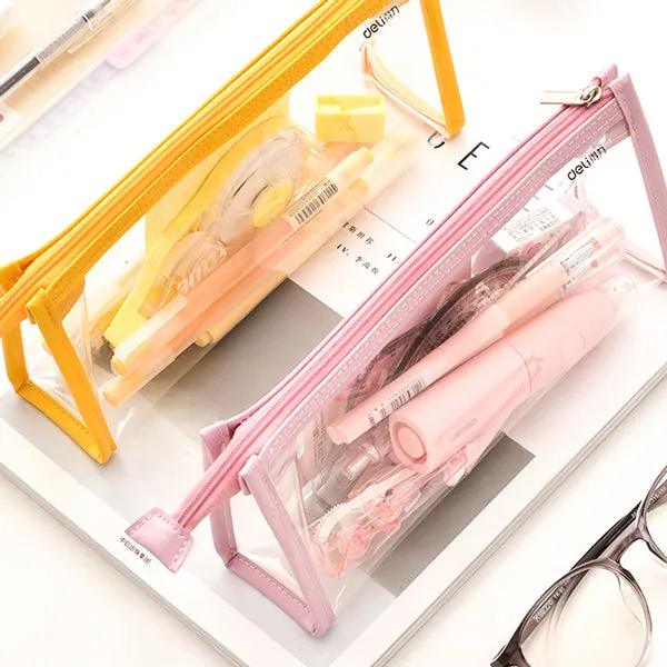 Clear Zipper Triangular Pencil Case