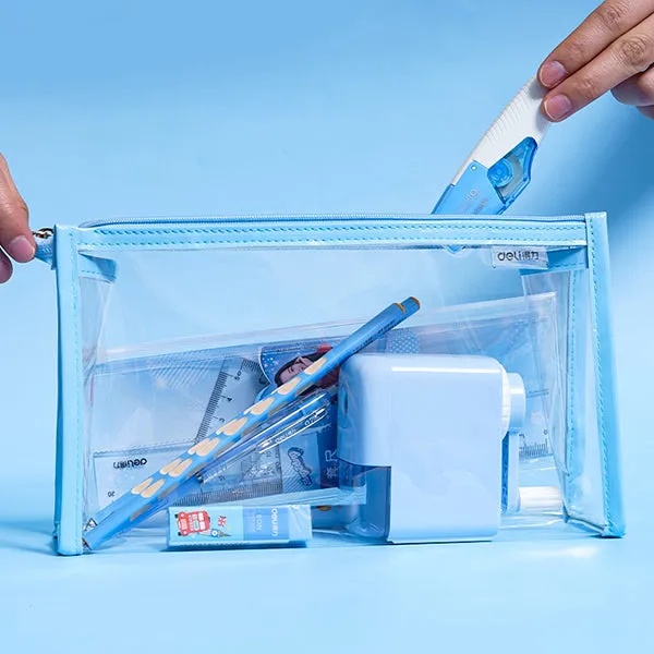 Clear Zipper Triangular Pencil Case