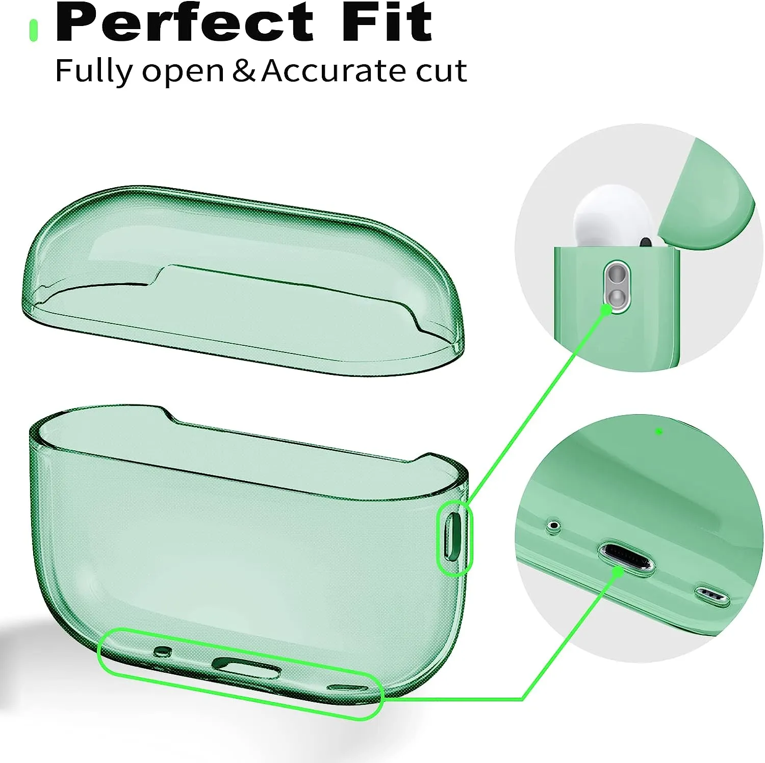 Compatible Airpods Pro2 Case-Clear Green