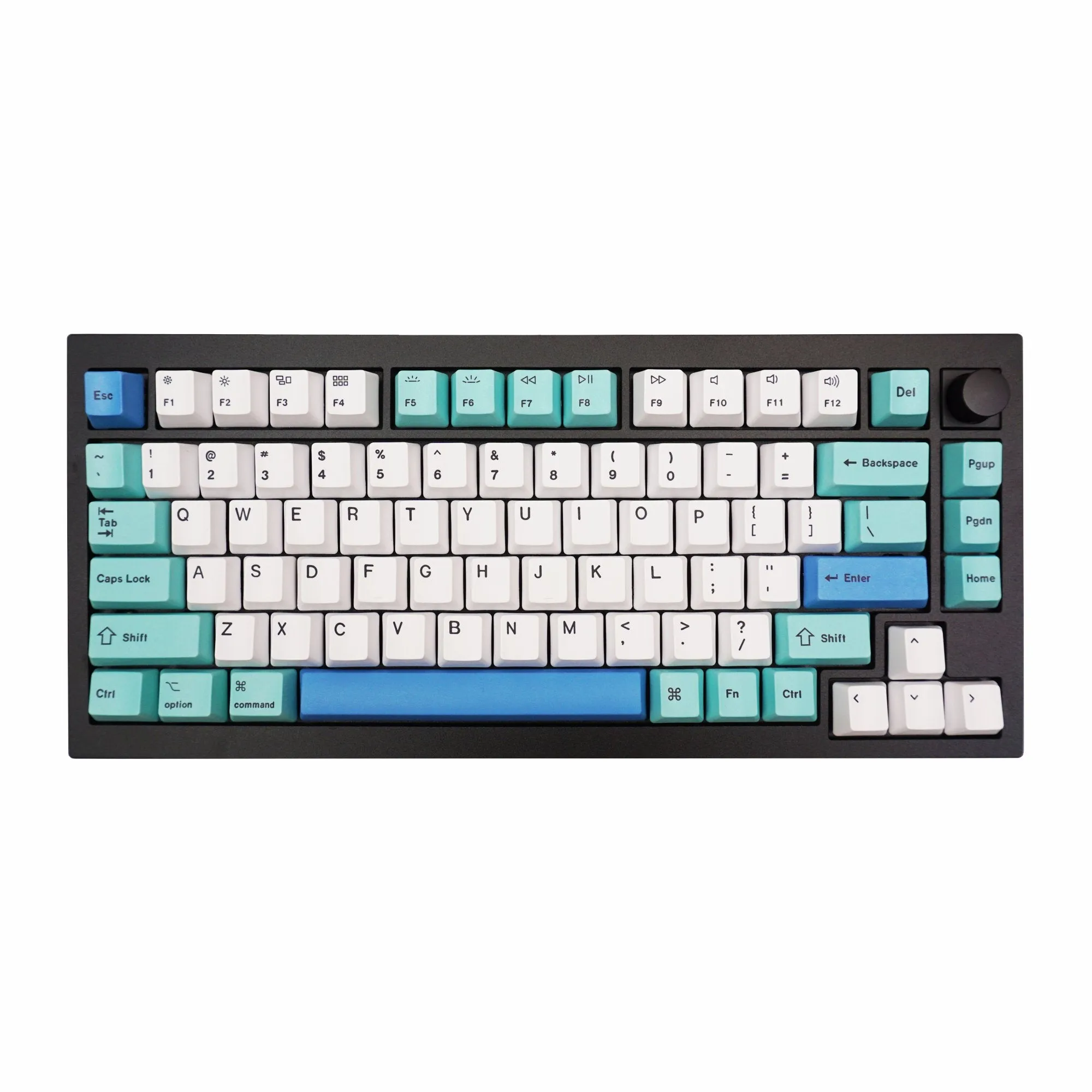 Custom Q1 QMK Mechanical Keyboard (Q1 Carbon Black w/ Knob)(Iceberg Keycap)