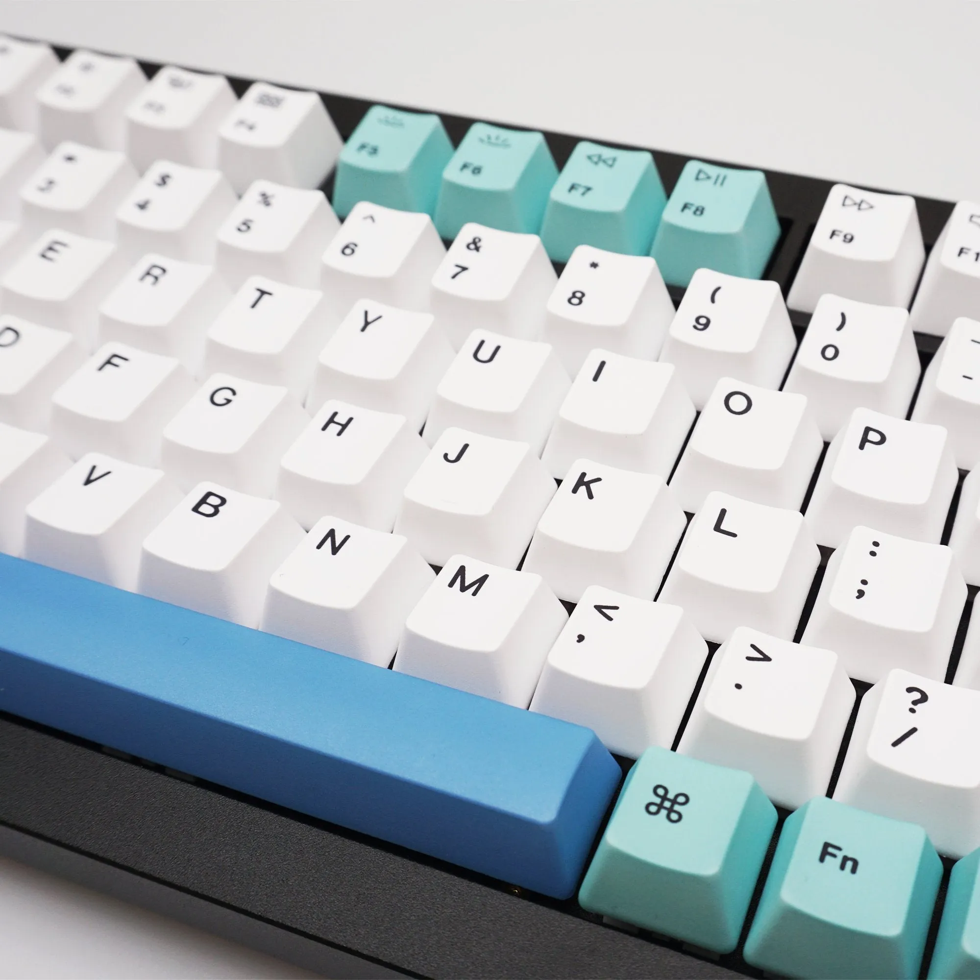 Custom Q1 QMK Mechanical Keyboard (Q1 Carbon Black w/ Knob)(Iceberg Keycap)