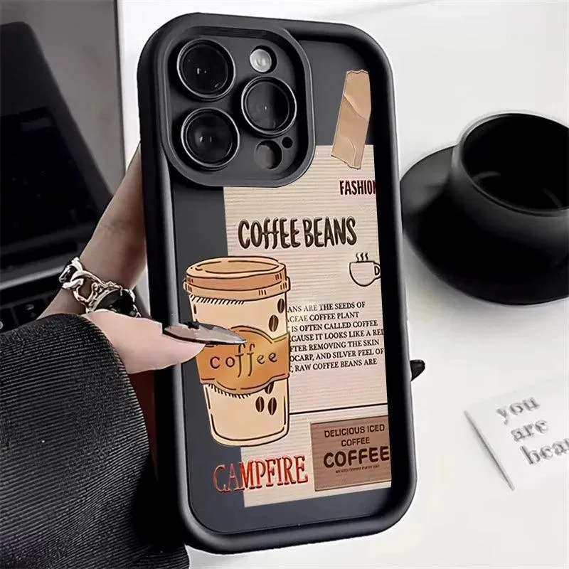 Cute Phone Cases For Galaxy A35, A55, A34, A54, A33, A53, A52s, S24, S23 Ultra, S22 Plus, and S21 FE - Coffee Beans Cover - TSP222