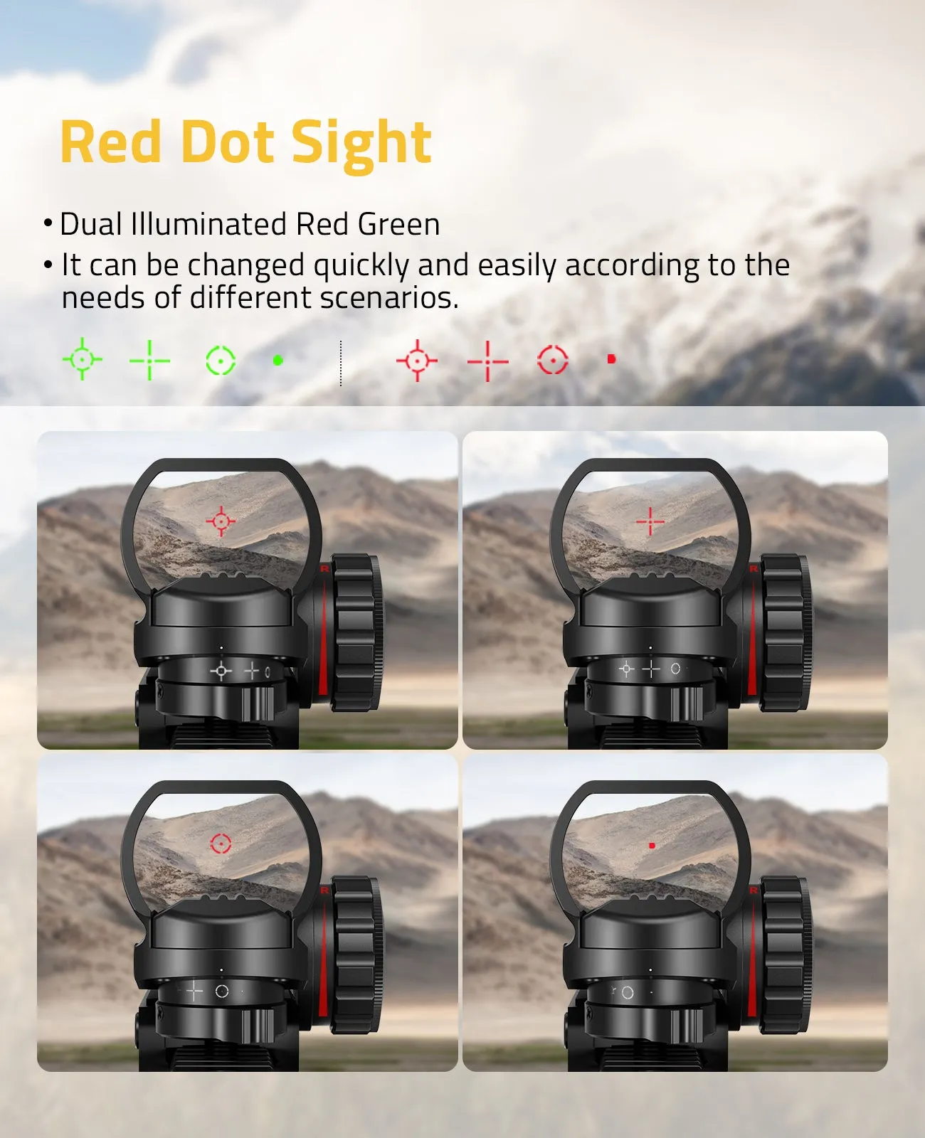 CVLIFE EagleFeather 4-16x50 Tactical Rifle Scope Red & Green Dot Sight