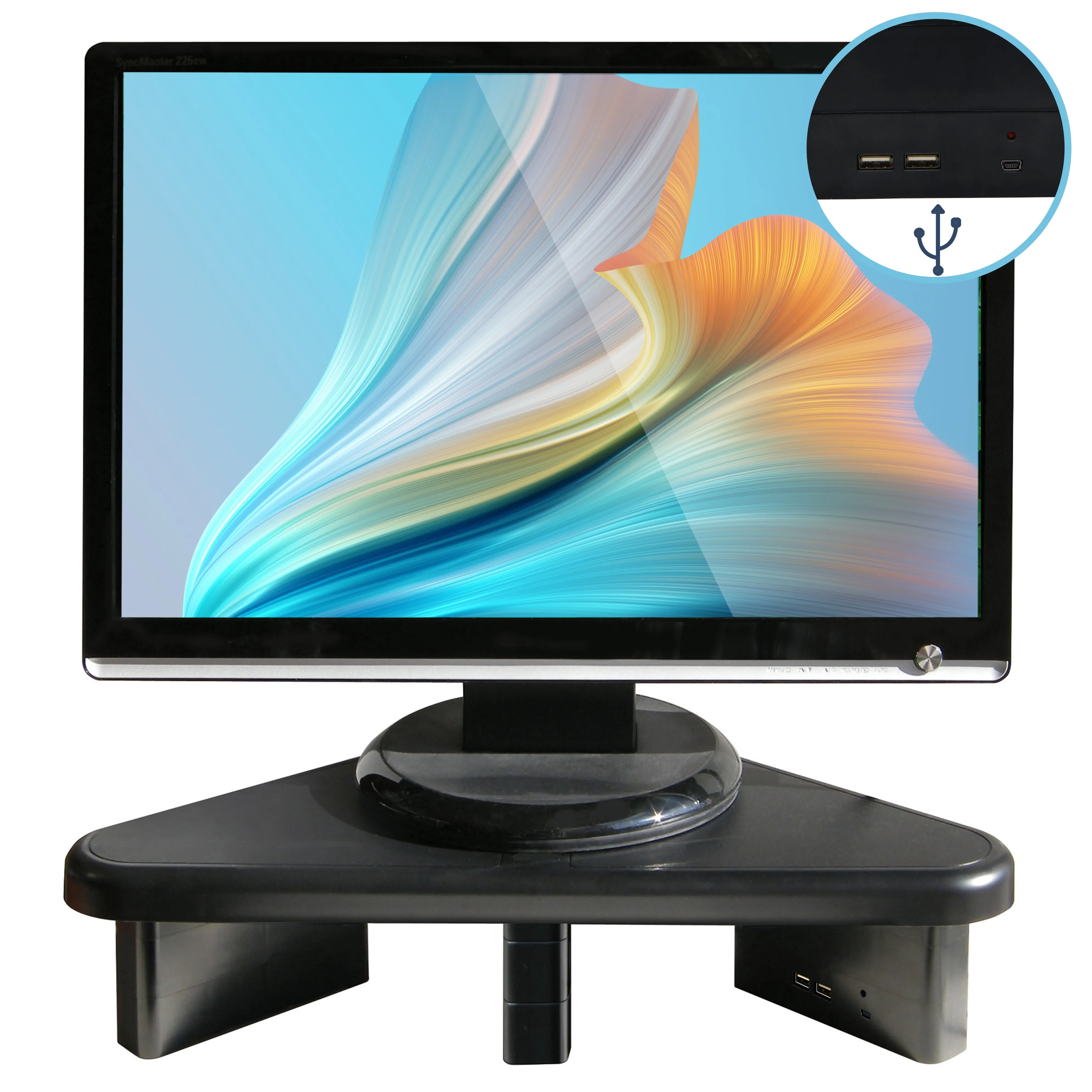 DAC® Stax™ MP-214 Height-Adjustable Corner Monitor/Laptop Stand with 2-USB Ports, Black