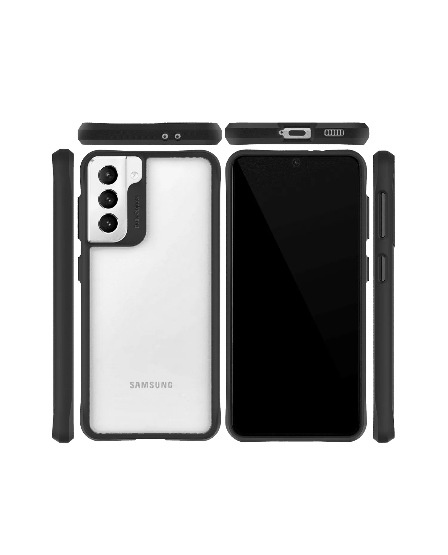 DailyObjects Black Hybrid Clear Case Cover for Samsung Galaxy S21