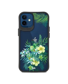 DailyObjects Clear Ferns & Flowers Black Hybrid Clear Case Cover For iPhone 12 Mini