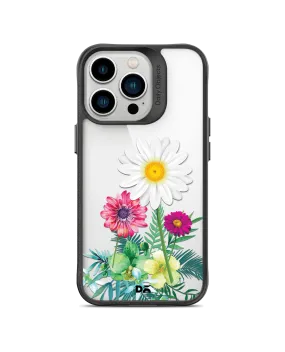 DailyObjects Clear Flowers And Daisy Black Hybrid Clear Phone Case Cover For iPhone 14 Pro