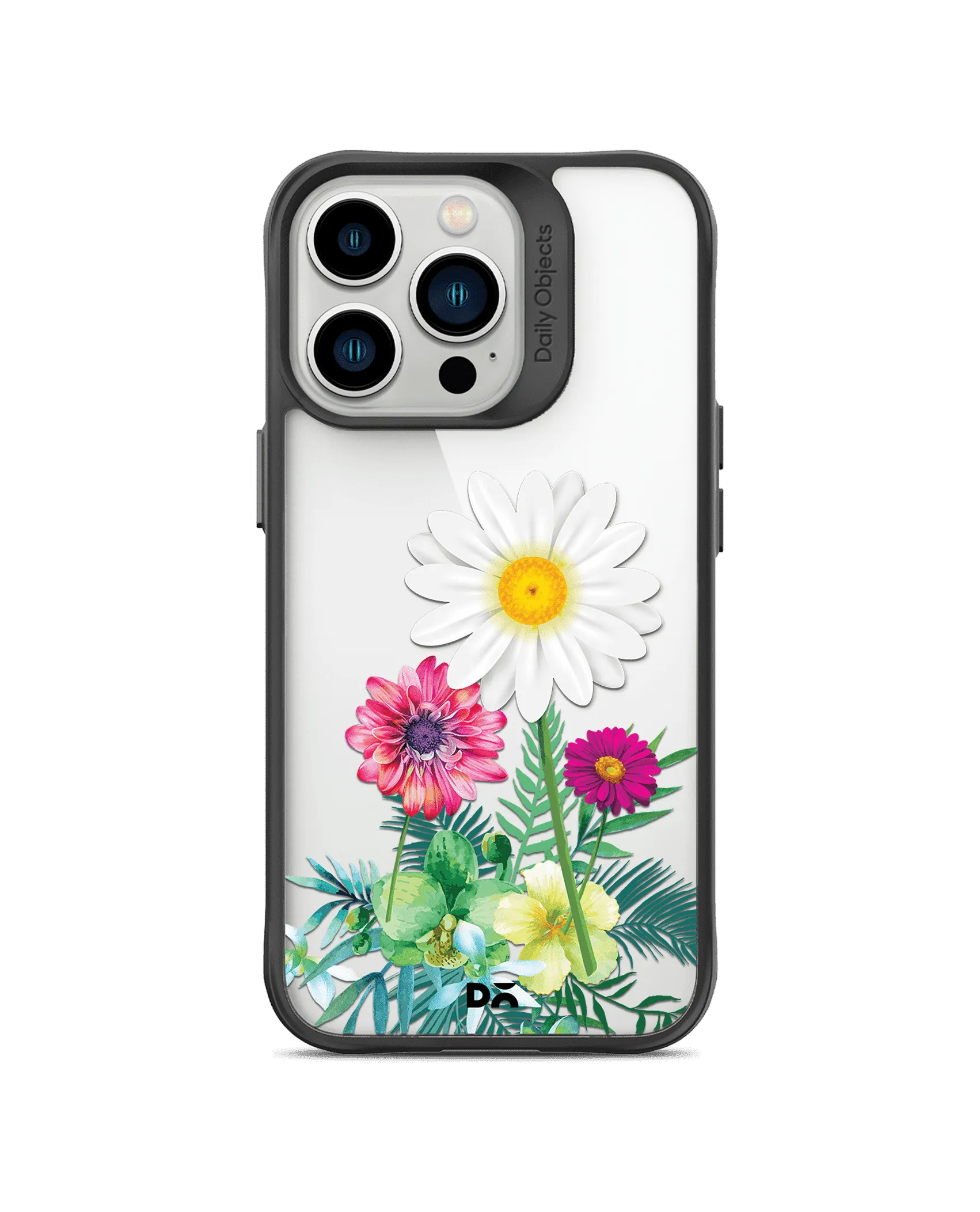 DailyObjects Clear Flowers And Daisy Black Hybrid Clear Phone Case Cover For iPhone 14 Pro