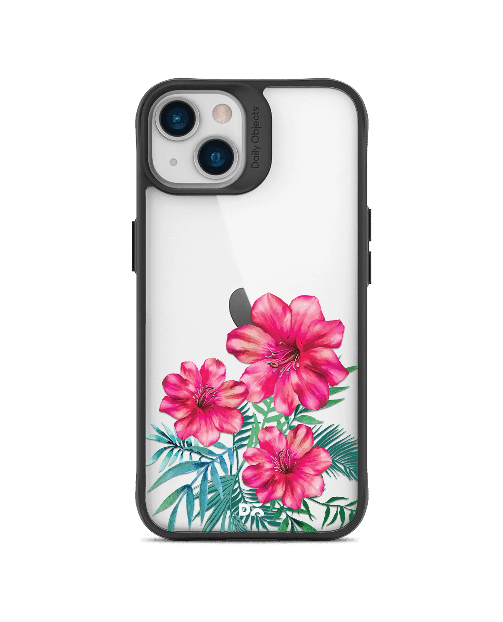 DailyObjects Clear Hibiscus Black Hybrid Clear Case Cover For iPhone 13 Mini