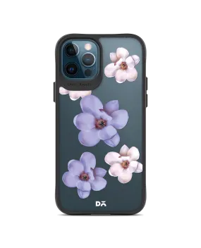 DailyObjects Clear Mauve & White Flowers Black Hybrid Clear Case Cover For iPhone 12 Pro Max