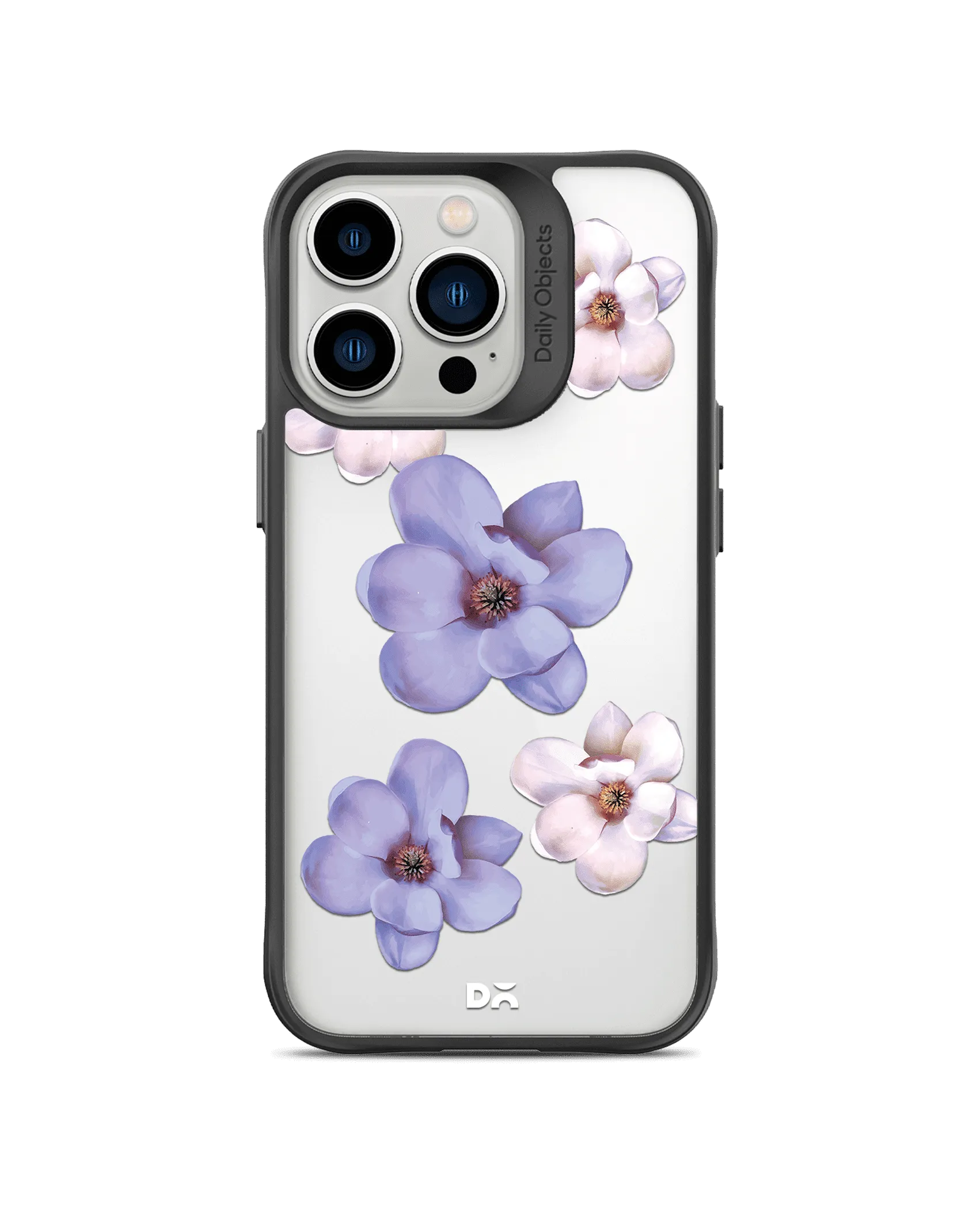 DailyObjects Clear Mauve & White Flowers Black Hybrid Clear Phone Case Cover For iPhone 14 Pro