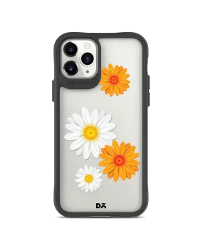 DailyObjects Clear Painted Flowers Black Hybrid Clear Case Cover For iPhone 11 Pro