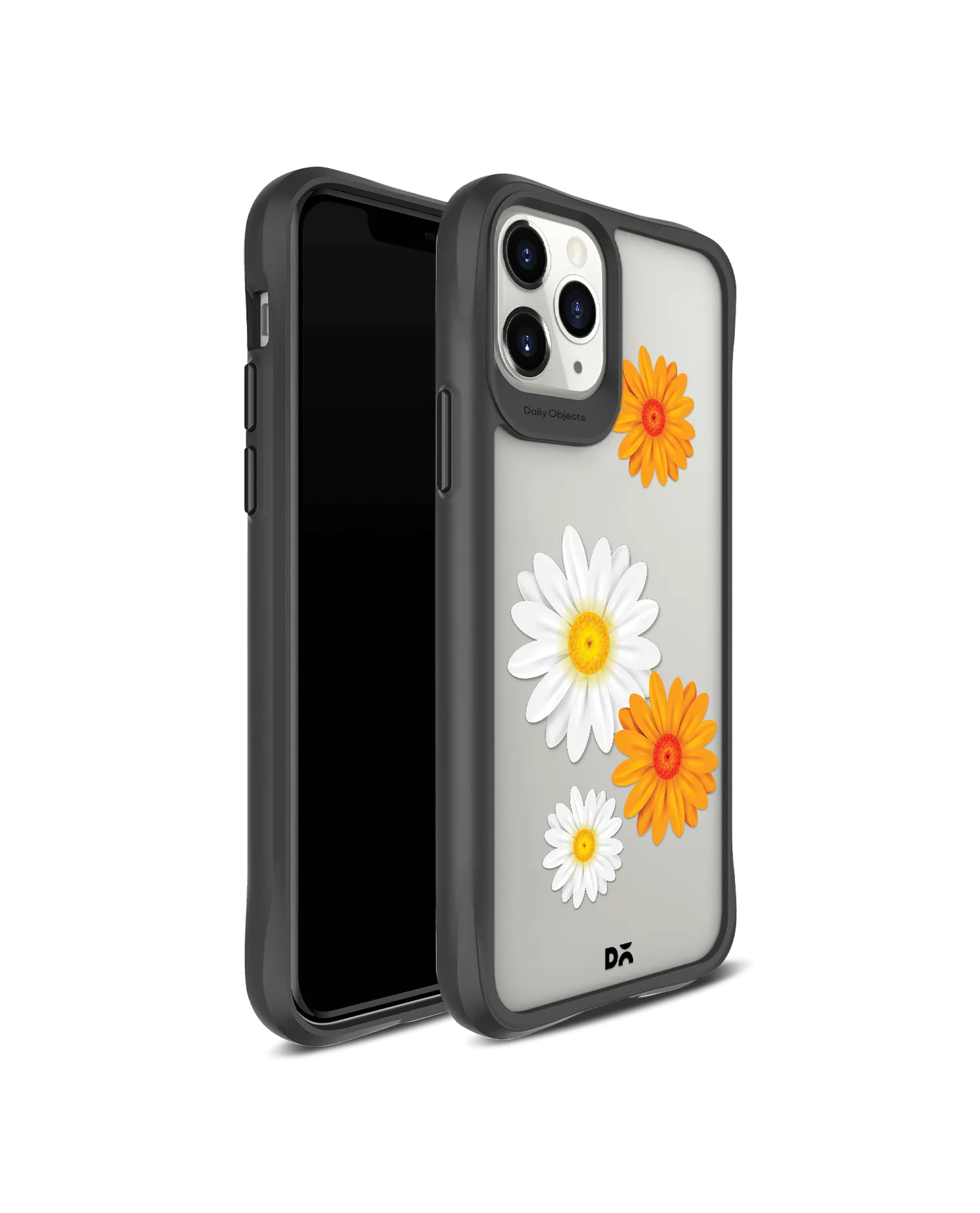 DailyObjects Clear Painted Flowers Black Hybrid Clear Case Cover For iPhone 11 Pro