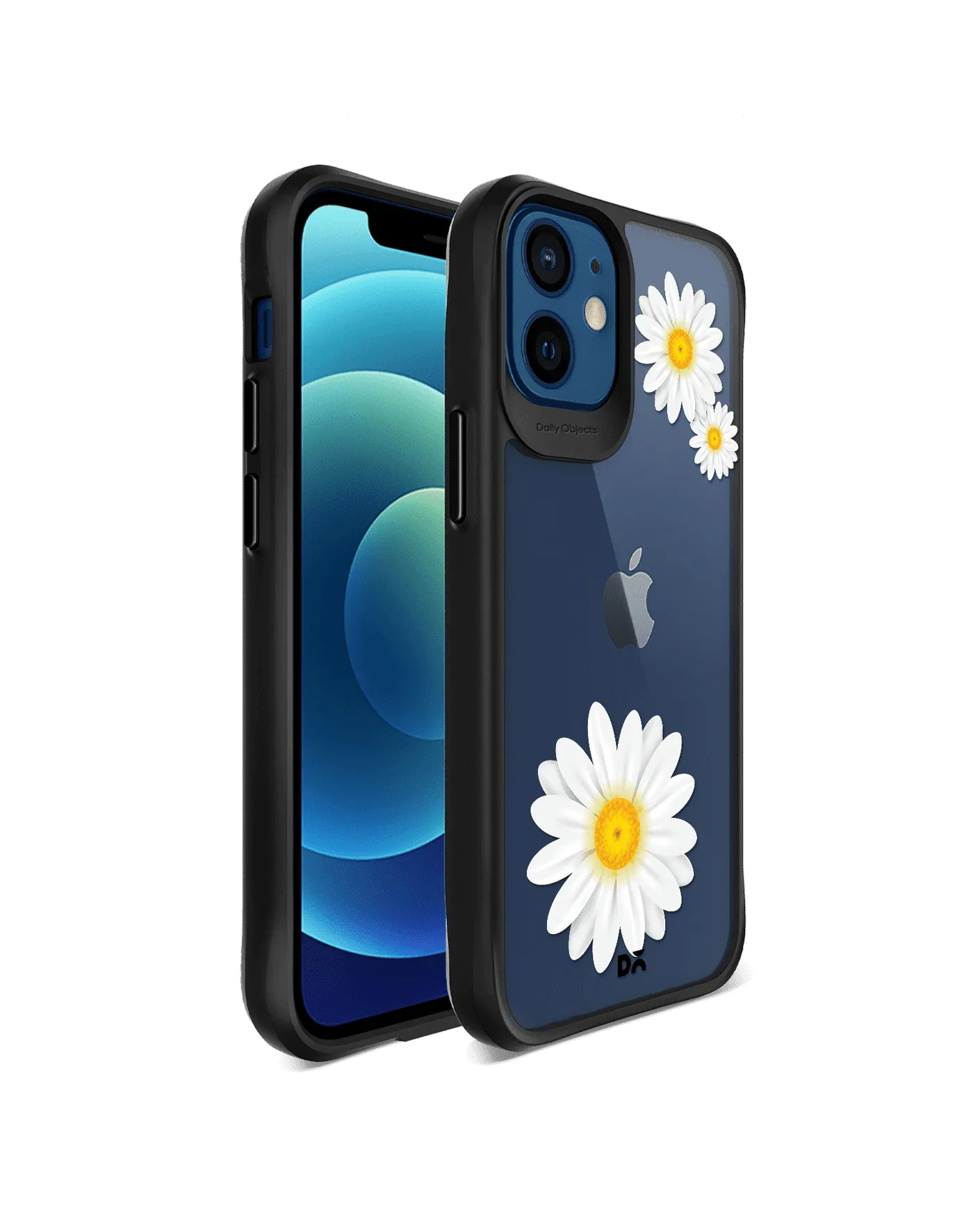 DailyObjects Clear Three White Daisies Black Hybrid Clear Case Cover For iPhone 12 Mini