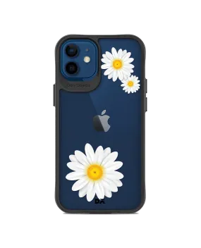 DailyObjects Clear Three White Daisies Black Hybrid Clear Case Cover For iPhone 12 Mini