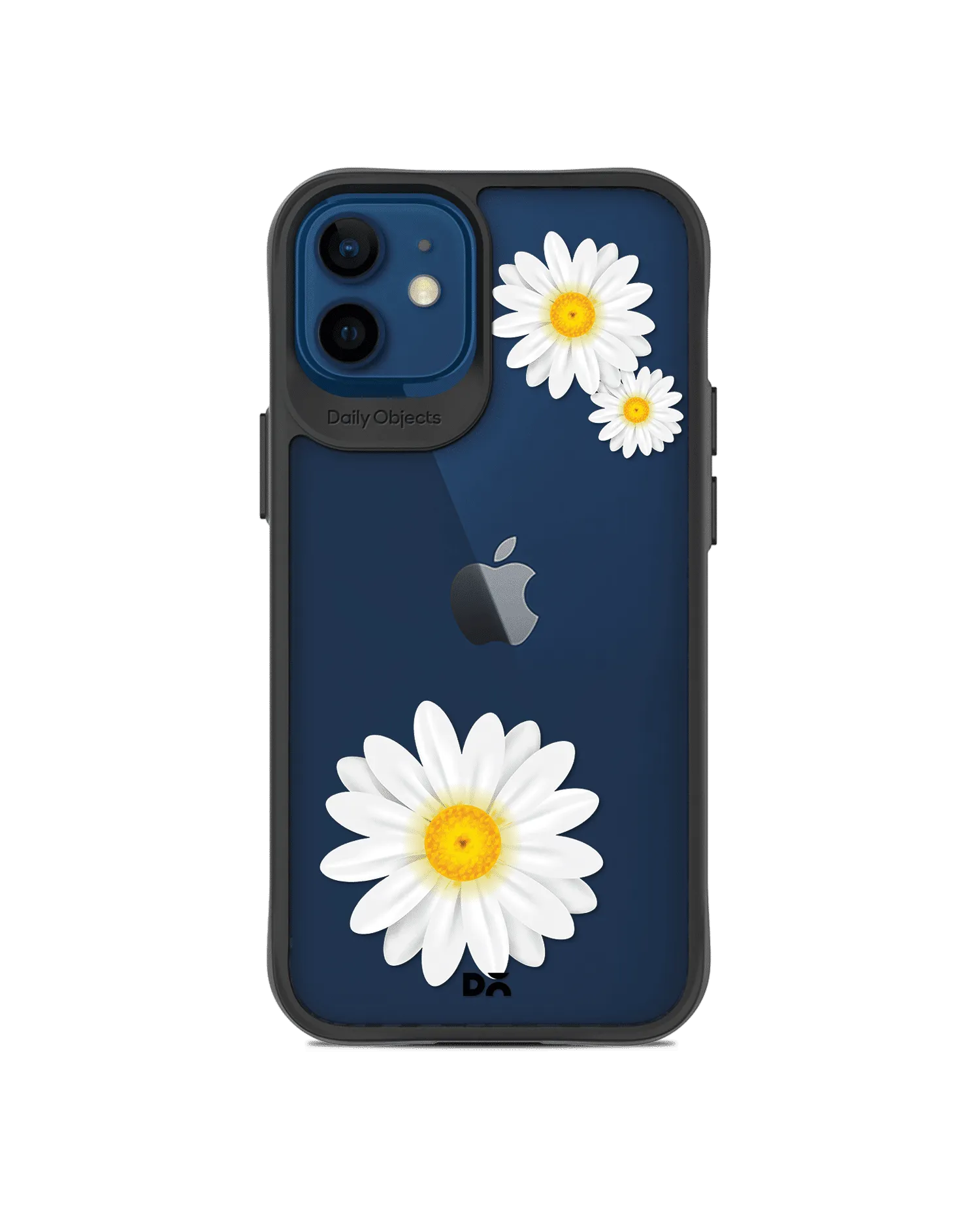 DailyObjects Clear Three White Daisies Black Hybrid Clear Case Cover For iPhone 12 Mini