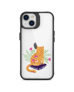 DailyObjects Happy Kitty Black Hybrid Clear Case Cover For iPhone 13 Mini