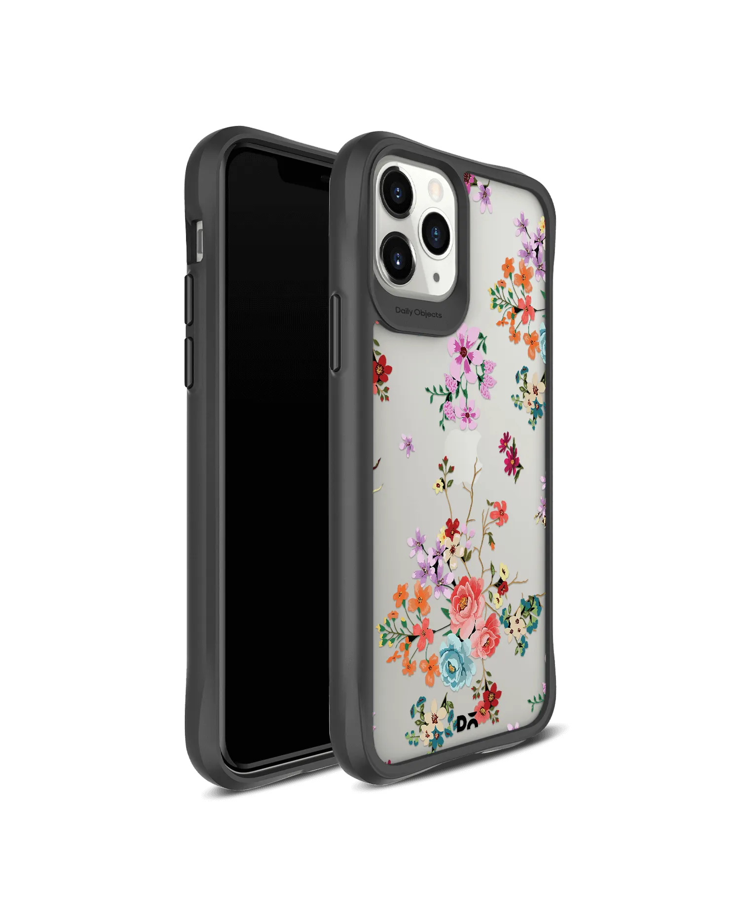 DailyObjects Periwinkle & Roses Black Hybrid Clear Case Cover For iPhone 11 Pro