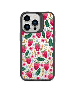 DailyObjects Strawberry Bloom Black Hybrid Clear Case Cover For iPhone 13 Pro Max