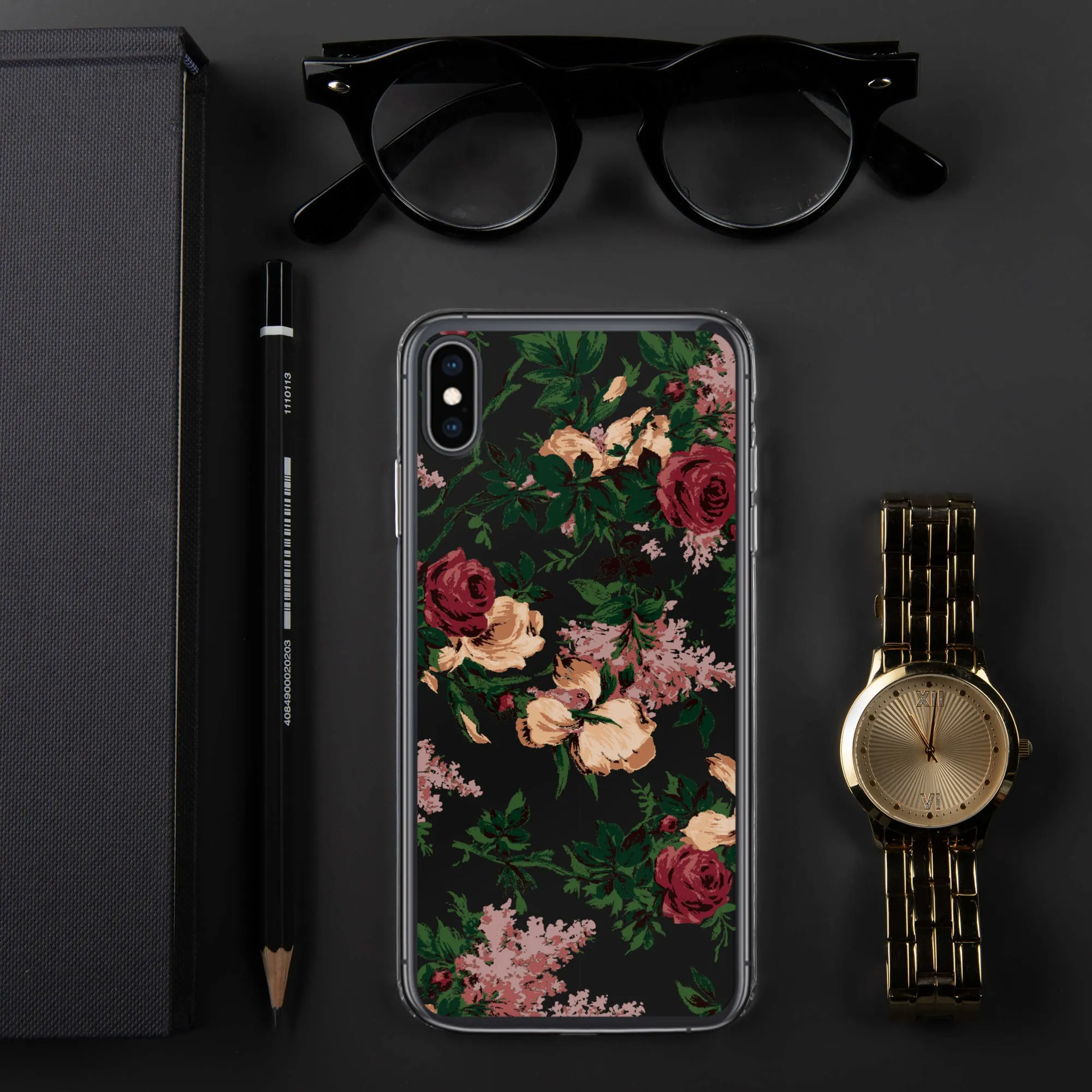 Dark Vintage Bella Roses Print iPhone Case | Pinup Couture