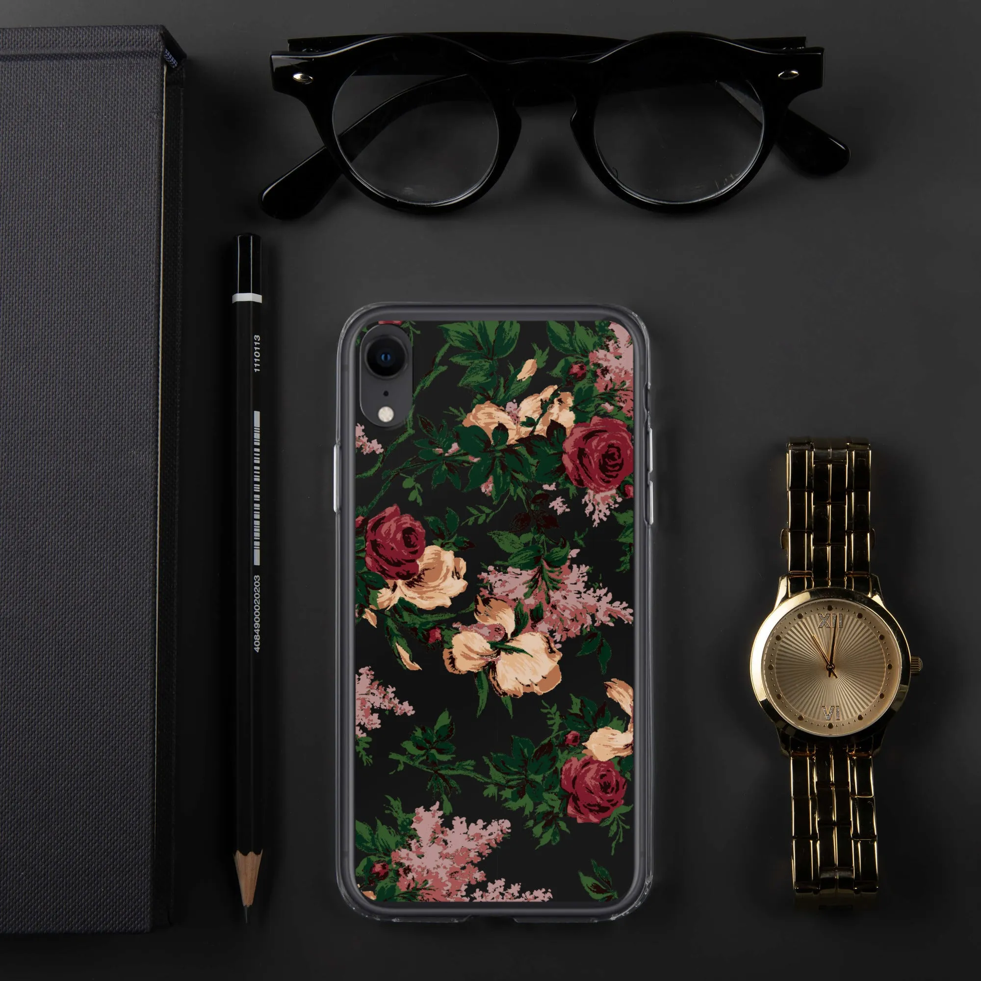 Dark Vintage Bella Roses Print iPhone Case | Pinup Couture