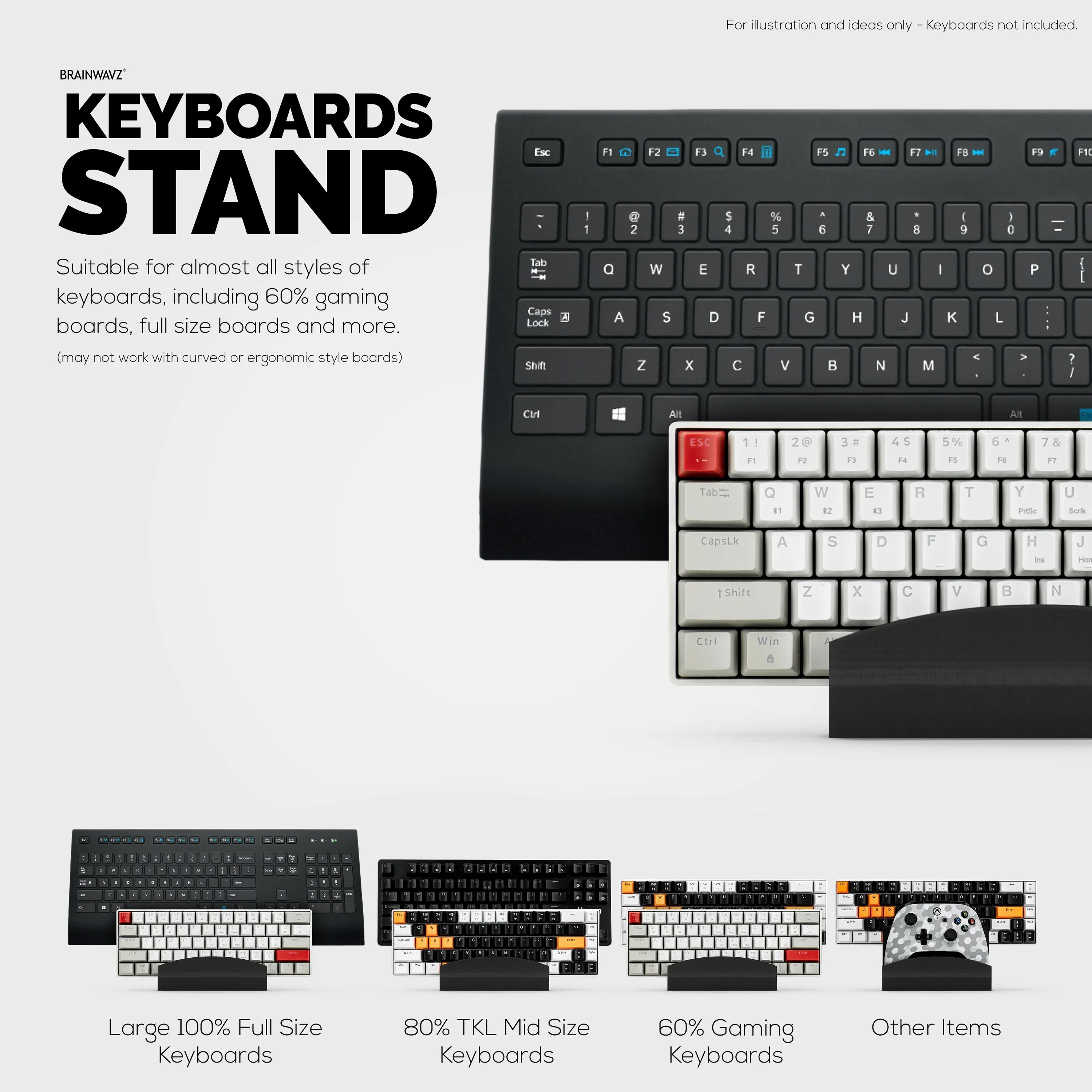 Dual Desktop Keyboard Stand & Holder, Organize Your Desk, Reduce Clutter, Suitable for All Size Keyboards (DK01)