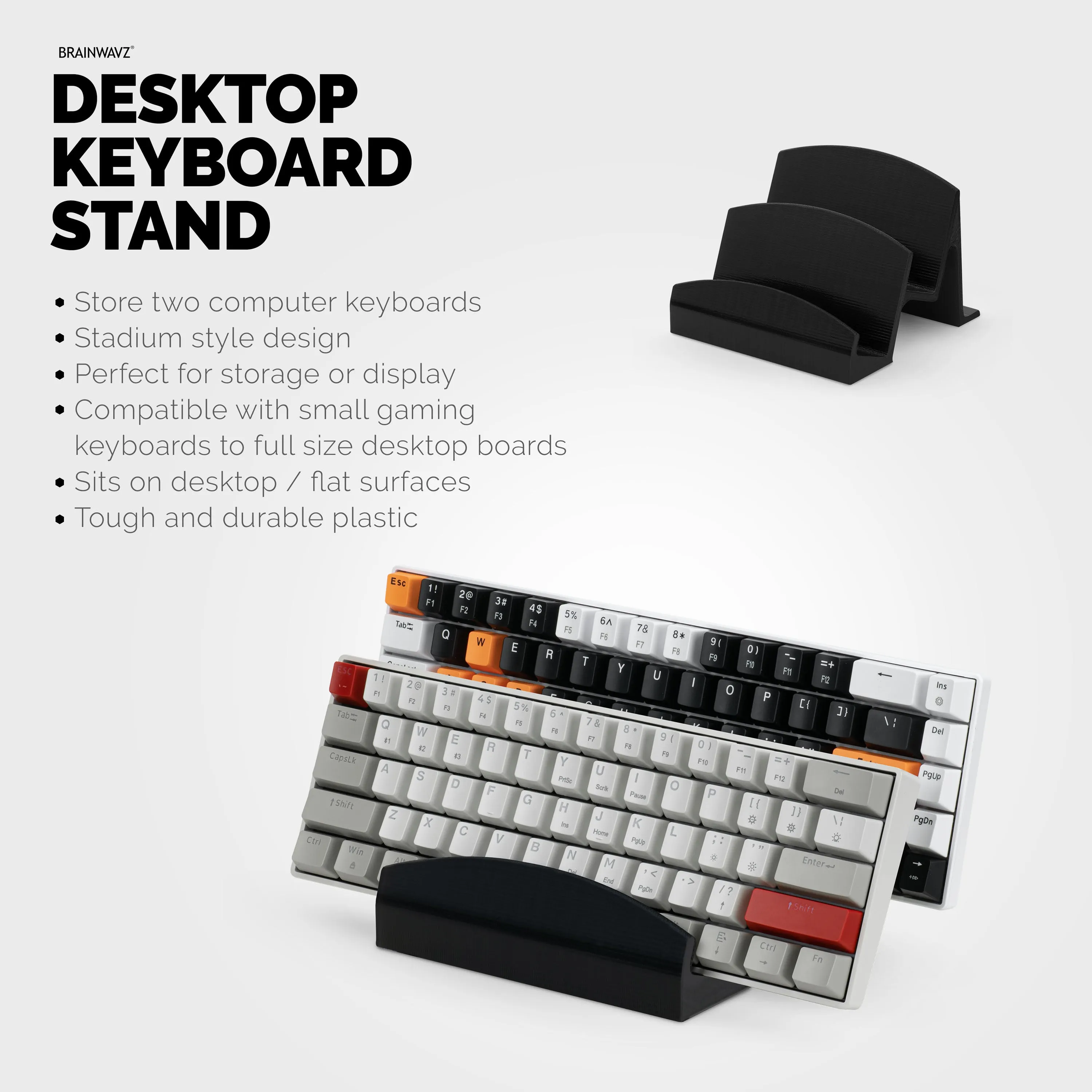 Dual Desktop Keyboard Stand & Holder, Organize Your Desk, Reduce Clutter, Suitable for All Size Keyboards (DK01)