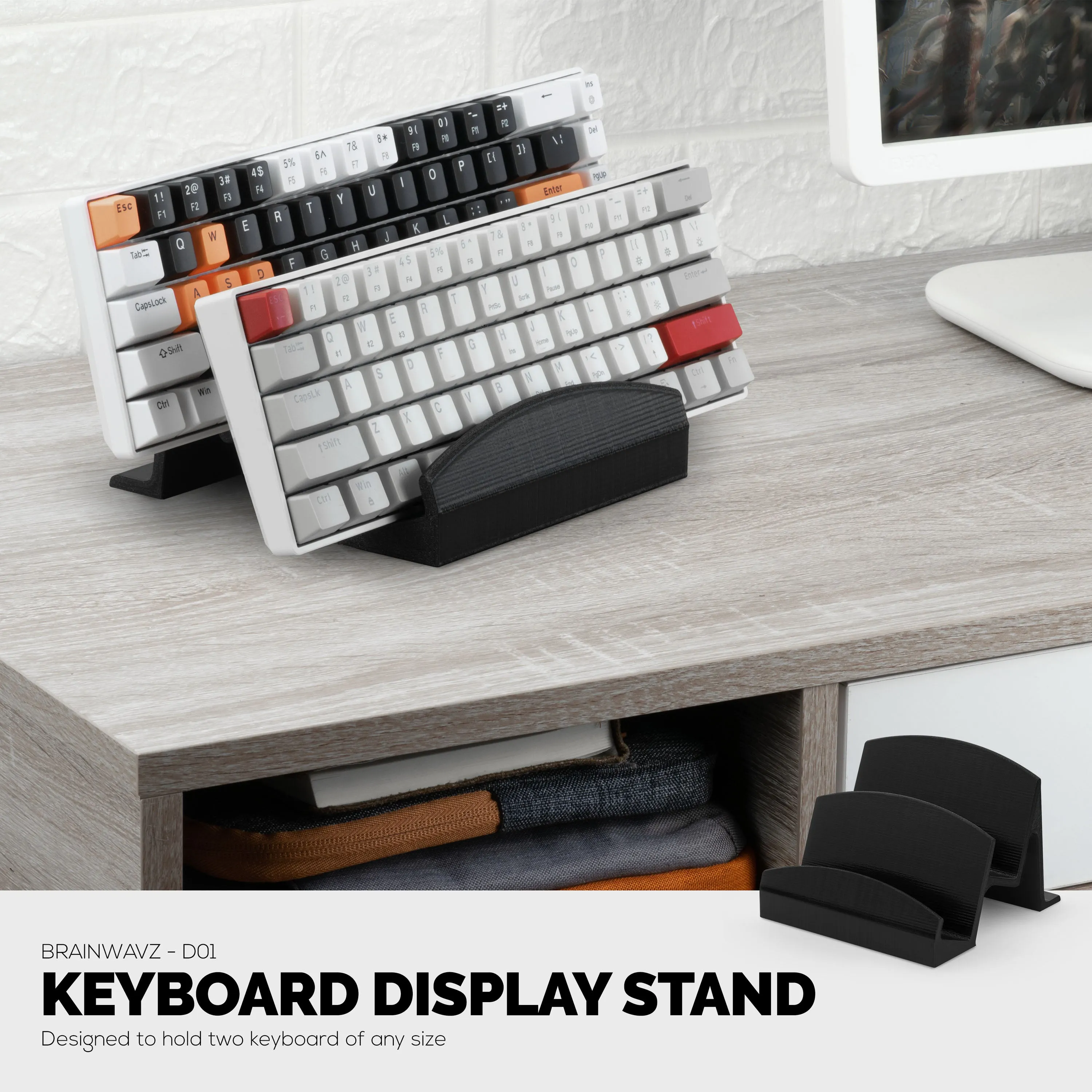 Dual Desktop Keyboard Stand & Holder, Organize Your Desk, Reduce Clutter, Suitable for All Size Keyboards (DK01)