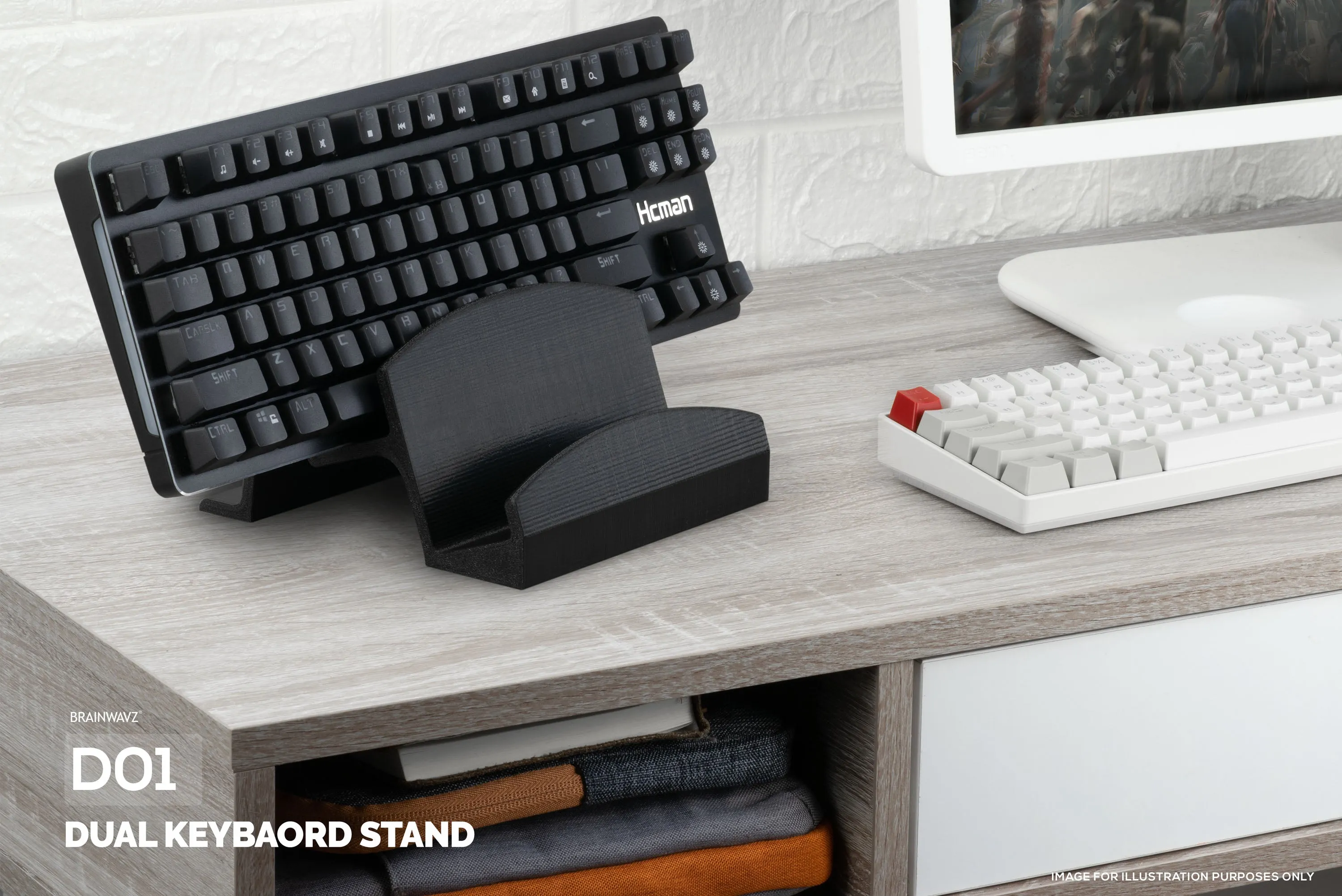 Dual Desktop Keyboard Stand & Holder, Organize Your Desk, Reduce Clutter, Suitable for All Size Keyboards (DK01)