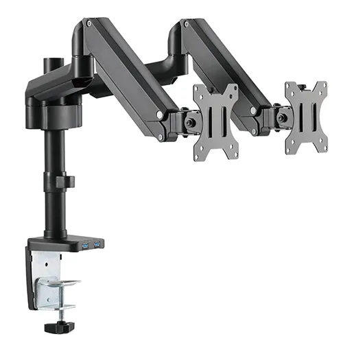 Dual Monitor Gas Spring Mount with Usb Ports - SH T26C024UP (Fits Most 17"~ 32")