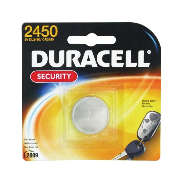 DURACELL DL2450BPK Battery, 3 V Battery, 600 mAh, CR2450 Battery, Lithium, Manganese Dioxide