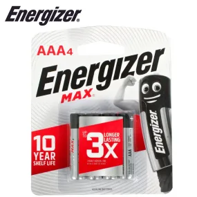 Energizer Max Aaa - 4 Pack (Moq 12)