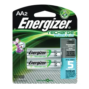 Energizer NH15BP-2 Rechargeable Battery, 1.2 V Battery, 2300 mAh, AA Battery, Nickel-Metal Hydride, Green/Silver