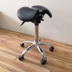 Ergonomic Adjustable Rolling Active Chair, Saddle Seat and Angle  Adjustment, Black (E4008)