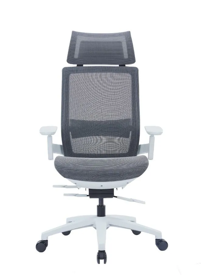 Ergonomic Grey Mesh Office Chair with Adjustable Armrests and Four-Position Lock Mechanism for Home or Office