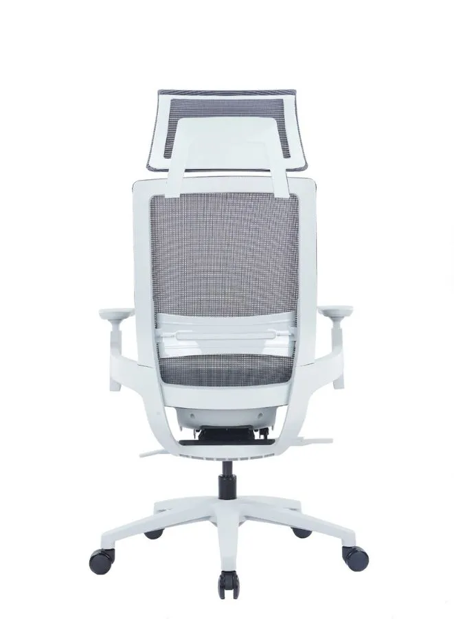 Ergonomic Grey Mesh Office Chair with Adjustable Armrests and Four-Position Lock Mechanism for Home or Office