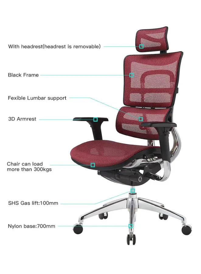 Ergonomic High Back Office Chair with Adjustable Height, Headrest and Armrest for Office Executives and Home Use