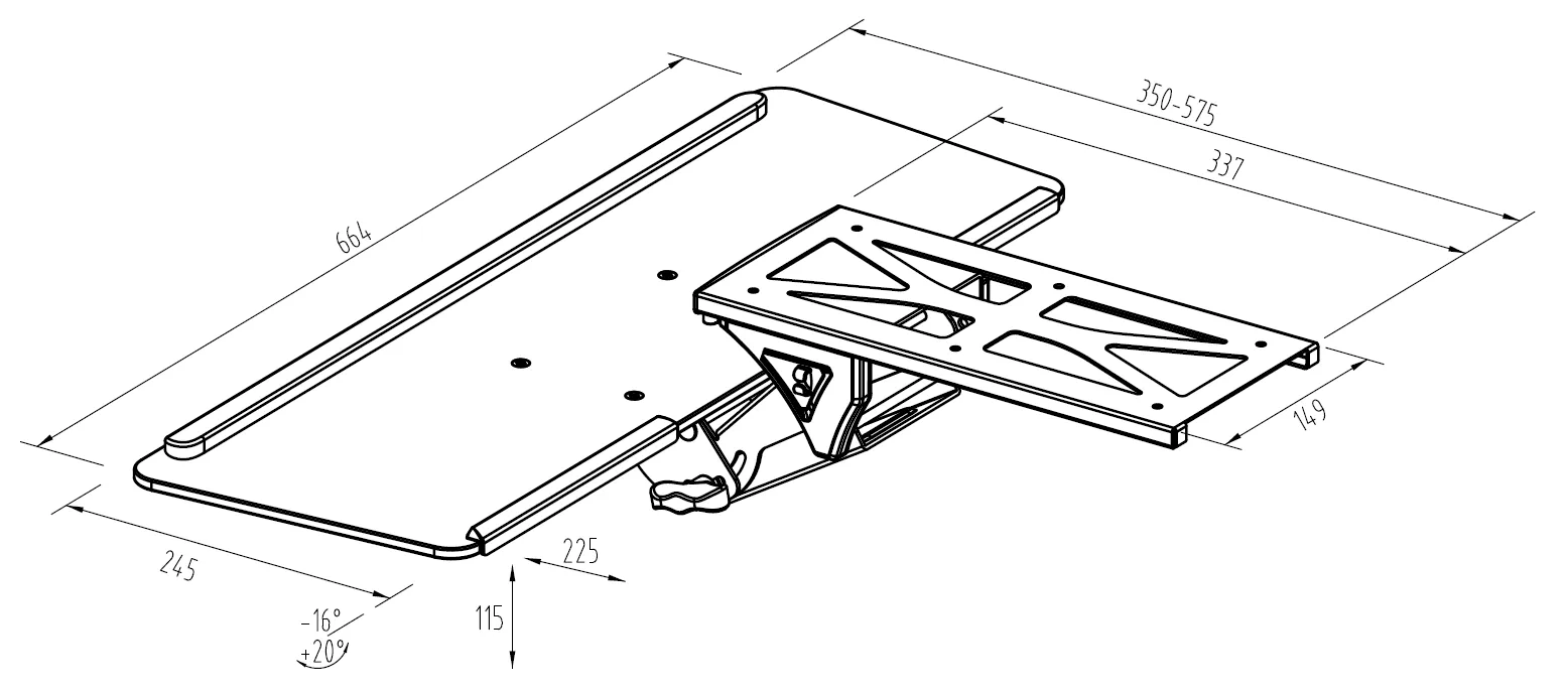 ERGOWORKS EW-KT101 BK - UNDER DESK UNIVERSAL KEYBOARD TRAY